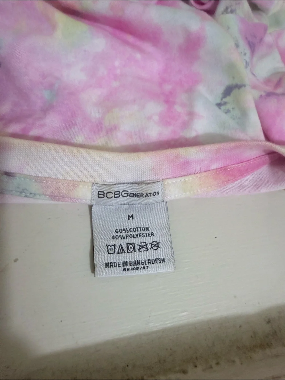 BCBGeneration Pink Tie-Dye Logo Short Sleeve Tee